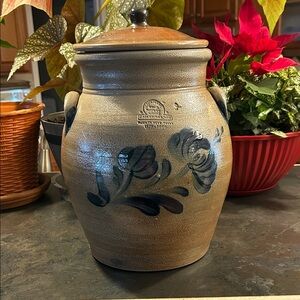 Rowe Pottery 25th Anniversary Limited Ed. Batter Jug Crock Cobalt “Historical”